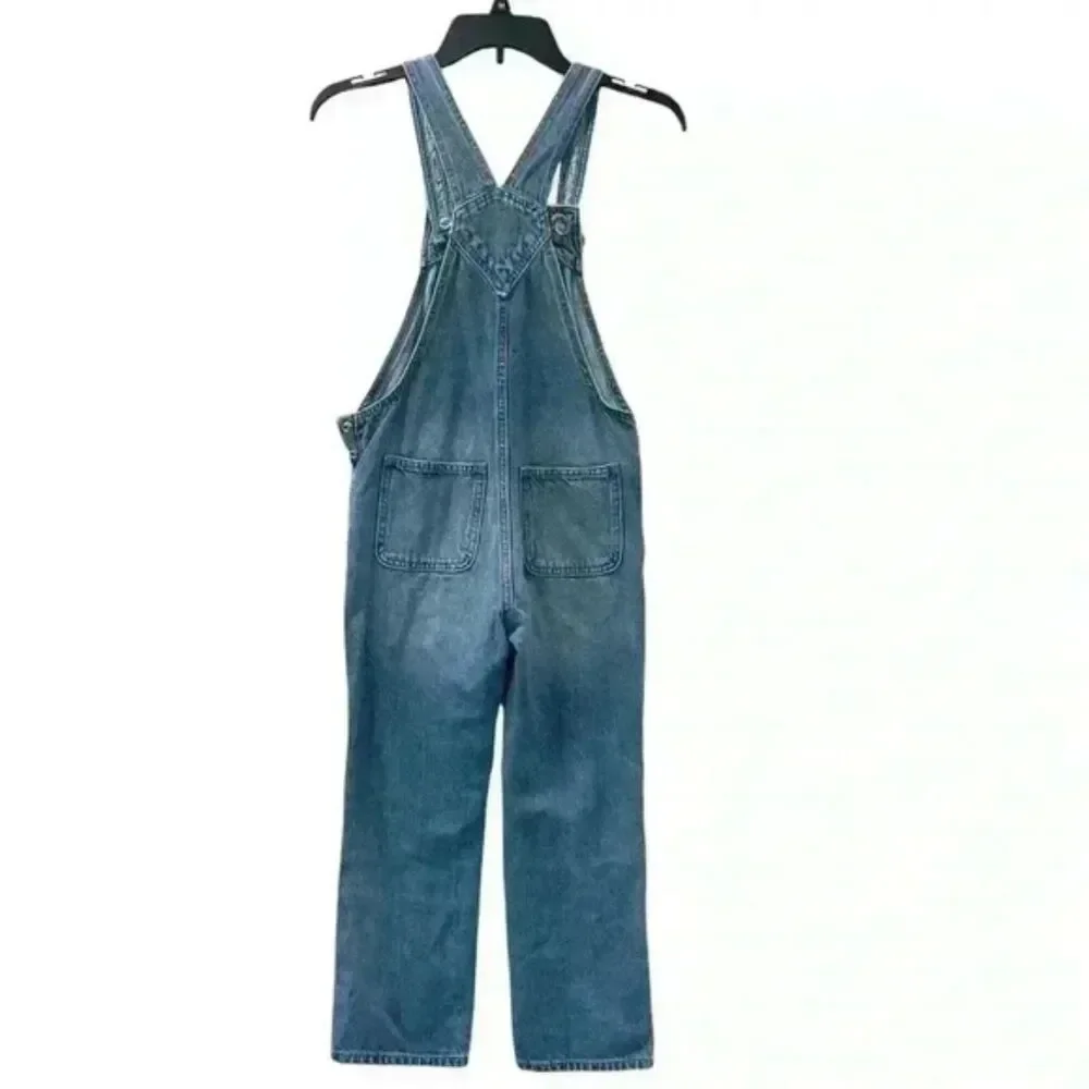 Old Navy Light Wash Distressed Overalls Girls Size Medium